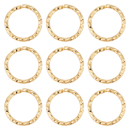 30 шт. Латунные открытые прыжковые кольца, алмазная огранка текстурированная круглая
