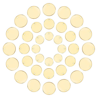 60шт 3 стиль латунные подвески, штамповка пустой метки, зеркальная полировка, долговечный, плоско-круглые