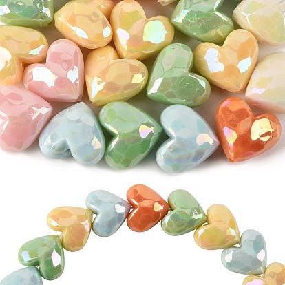 20 шт. непрозрачные акриловые бусины с УФ-покрытием, радужный, граненые, сердце