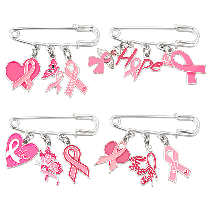 4шт. железные броши, с подвесками из эмали и сплава 