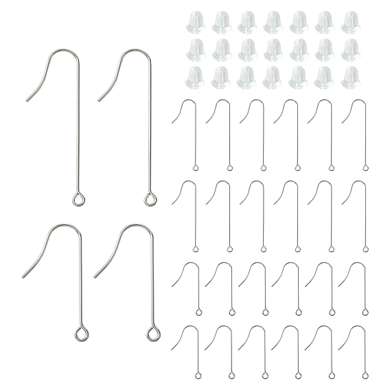 100 шт. 3 стили 316 крючки для сережек из хирургической нержавеющей стали, с горизонтальными петлями с пластиковыми ушками