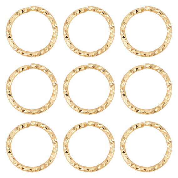 30 шт. Латунные открытые прыжковые кольца, алмазная огранка текстурированная круглая