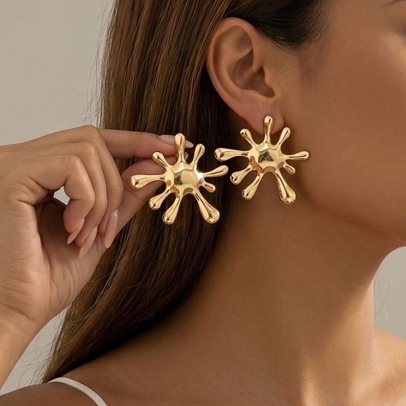 Alloy Stud Earrings for Women, Flower