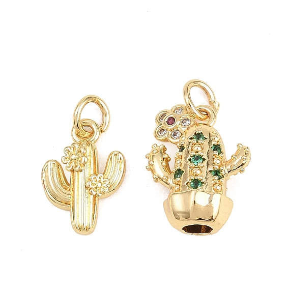Латунные микро проложить кубического циркония подвески, без кадмия и без свинца, реальный 18 k позолоченный, кактус прелести