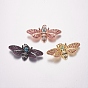 Brass Micro Pave Cubic Zirconia Pendants, Bee