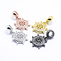 Brass Micro Pave Cubic Zirconia European Dangle Pendants, Large Hole Pendants, Helm