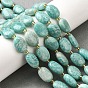 Природных амазонит бисер нитей, с бисером, Плоско-овальные