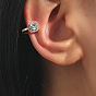 Minimalist Zirconia Stud Earrings with Copper Diamond and Pearl C-Clasp, Geometric Cutout Ear Studs for Chic Style