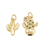 Латунные микро проложить кубического циркония подвески, без кадмия и без свинца, реальный 18 k позолоченный, кактус прелести