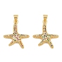 Brass Micro Pave Colorful Cubic Zirconia Pendants, Starfish Charms, Long-Lasting Plated, Lead Free & Cadmium Free, Rack Plating