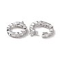 925 Sterling Silver Micro Pave Cubic Zirconia Twister Clasps, Ring