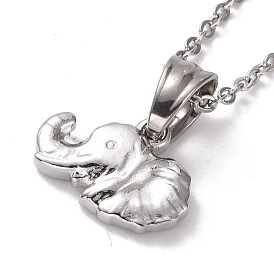 304 Stainless Steel Elephant Pendant Necklace for Women