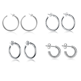 925 Pendientes de plata de ley en forma de C