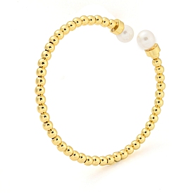 Rack Plating Brass Cuff Bangles with Plastic Pearl, Jewelry for Women, Cadmium Free & Lead Free