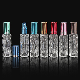 Мини-многоразовые стеклянные пустые бутылки со спреем, с алюминиевым распылителем мелкодисперсного тумана и пылезащитной крышкой, для духов, Эфирное масло