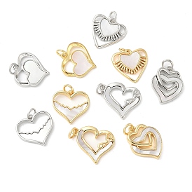 Подвески из латуни с натуральными белыми ракушками, подвески-сердечки с кольцами-прыгунами, долговечный, без свинца и без кадмия, стойки покрытие