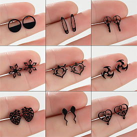 Stylish Stainless Steel Punk Tornado Music Note Earrings for Men and Women