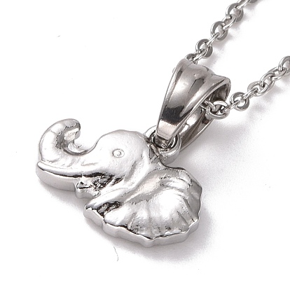 304 collar con colgante de elefante de acero inoxidable para mujer