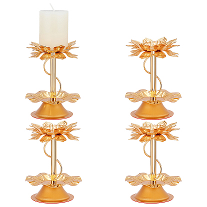 4Pcs Alloy Candlestick, Flower