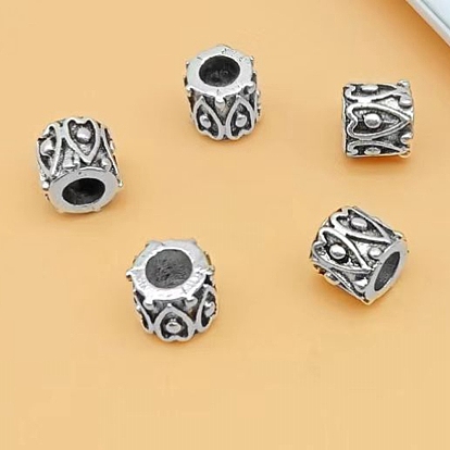 Zinc Alloy European Beads, Large Hole Beads, Cadmium Free & Lead Free, Column with Heart
