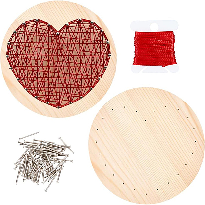 Набор поделок струнных искусств, включая деревянную доску, аксессуары для пластиковых держателей, железные гвозди и шурупы, полиэфирная нить
