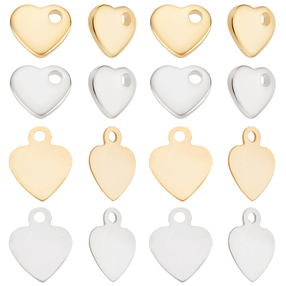 80 шт. 4 стили 201 и 304 подвески из нержавеющей стали, штамповка пустой метки, сердце