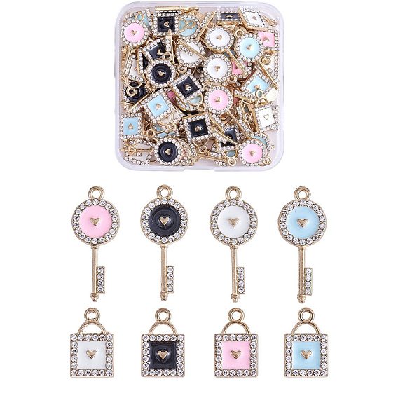 32шт 8 стили кулон из сплава эмали кубический цирконий любовная точка Алмазный замок сплав кулон diy ювелирные аксессуары