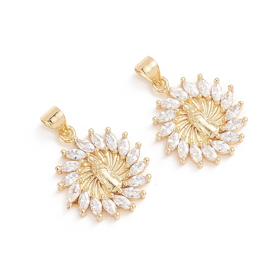 Латунные микро проложить кубического циркония подвески, долговечный, цветок со святым