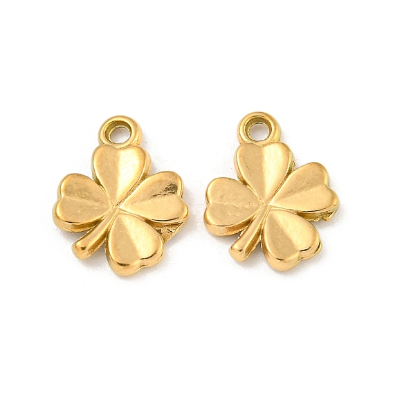 Ion Plating(IP) 304 Stainless Steel Charms, Clover Charms