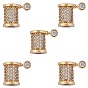5Pcs Rack Plating Brass Micro Pave Cubic Zirconia Beads, Column & Flat Round
