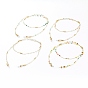 Eyeglasses Chains, Neck Strap for Eyeglasses, with Faceted Round Glass Beads, Brass Lobster Claw Clasps and Rubber Loop Ends, Real 18K Gold Plated