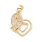 Shell Heart Pendants, Brass Pave Glass Charms