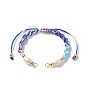 Gradient Color Polyester Cord Braided Bracelets, for Adjustable Link Bracelet Making, with Natural Cultured Freshwater Pearl & Brass Beads