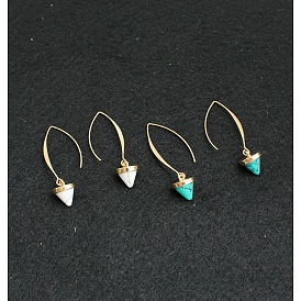Turquoise and Howlite Inlay Earrings - Unique Ear Hooks for Women's Fashion Jewelry