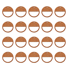 20 кулоны из орехового дерева, полые плоские круглые прелести, неокрашенными