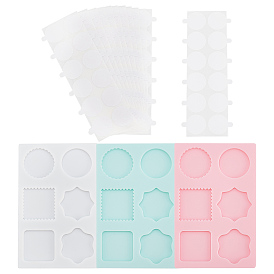 3шт 3 цветные квадратные и круглые и цветочные силиконовые формы для расплавления воска, с 150клеевыми точками