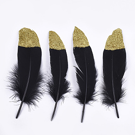 Goose Feather Costume Accessories, Dyed, with Glitter Powder