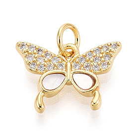 Латунные микропаве прозрачные подвески с фианитом, без кадмия и без свинца, с оболочкой, бабочка, с целью перехода в кольце