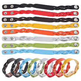 16шт 8 цвета браслеты из искусственной кожи с застежками-кнопками