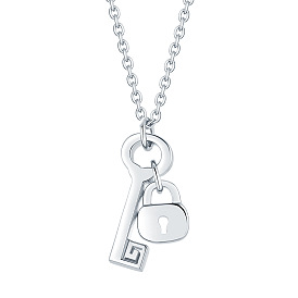 925 Sterling Silver Heart Key Pendant Necklace for Women Girls
