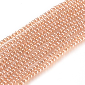 Electroplate Glass Beads Strands, Round, Pear Luster Plated