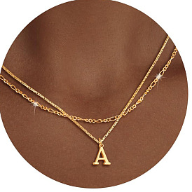 Сплав начальный кулон двухслойные ожерелья для женщин мужчин, золотые