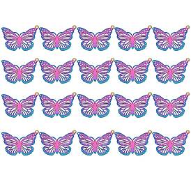 201 Stainless Steel Filigree Pendants, Etched Metal Embellishments, Butterfly