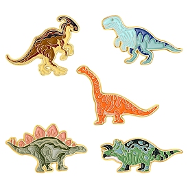 Dinosaur Theme Alloy Brooches, Enamel Lapel Pin, for Backpack Clothes, Golden