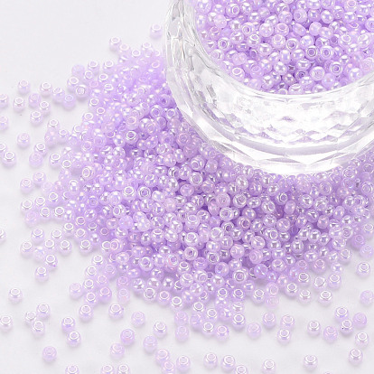 12/0 Imitation Jade Glass Seed Beads, Opaque Colours Rainbow, Round