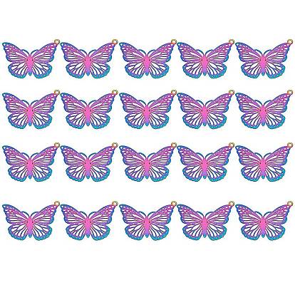 201 Stainless Steel Filigree Pendants, Etched Metal Embellishments, Butterfly