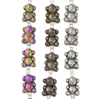 Цепочки из натурального пирита с гальваническим покрытием, с бисером, медведь