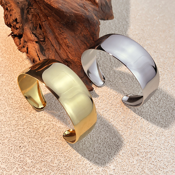 304 из нержавеющей стали манжеты браслеты, простые браслеты для женщин