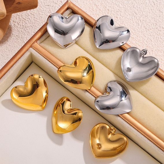 Серьги шпилька нержавеющая сталь, сердце, для женщин