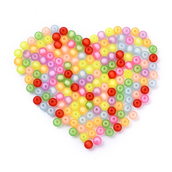 Colorful Frosted Acrylic Beads, Bead in Bead, Round